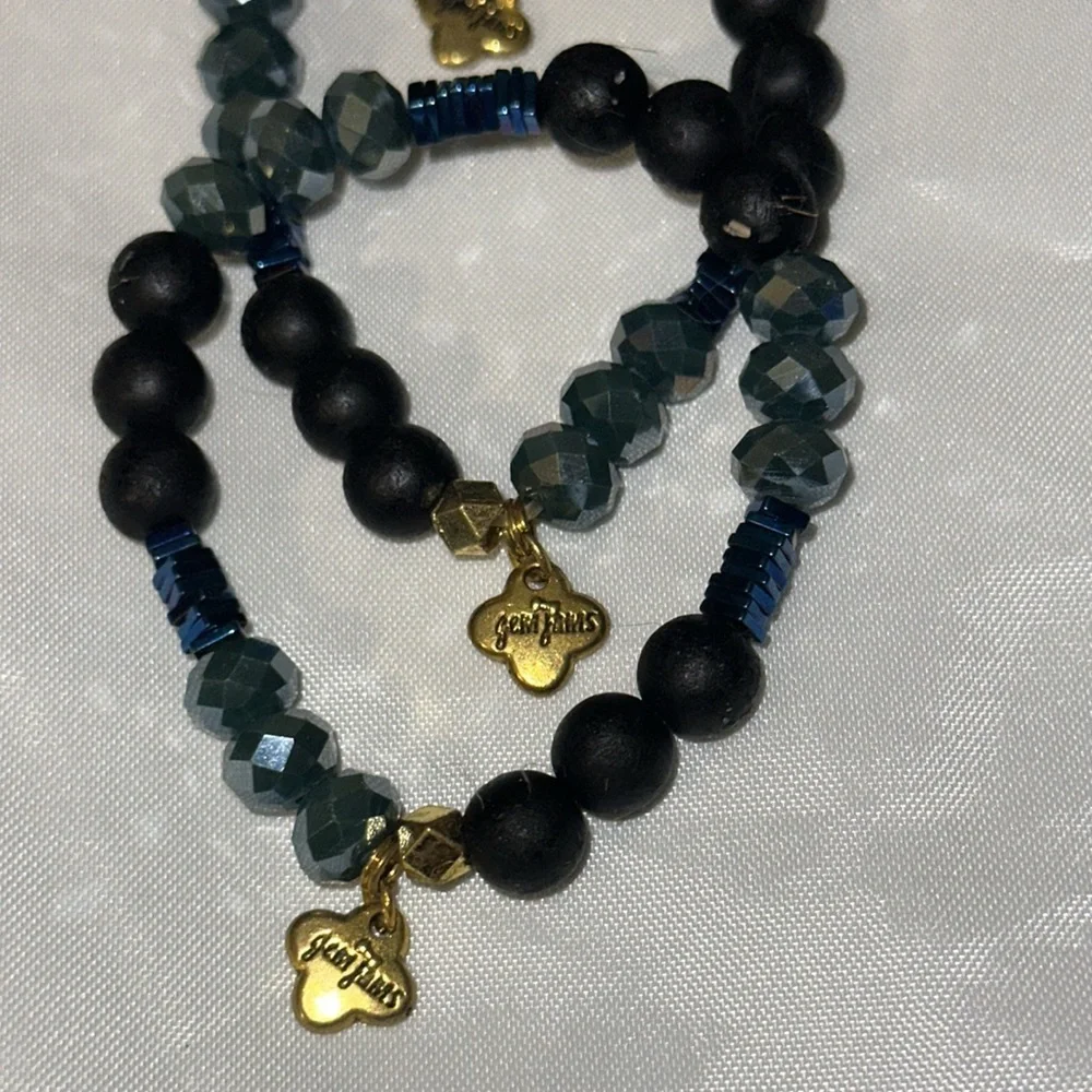 Girl’s Gem Jams by Erimish stretch bead bracelet blue black Deep Sea Kids Sticky